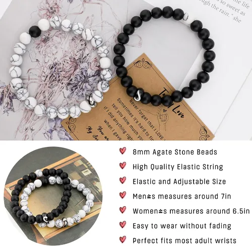 Miniatura 5 de Regalos románticos de aniversario para mujeres y hombres, pulseras a juego regalos para parejas, novio, novia, mi amor, prometido, recién casado