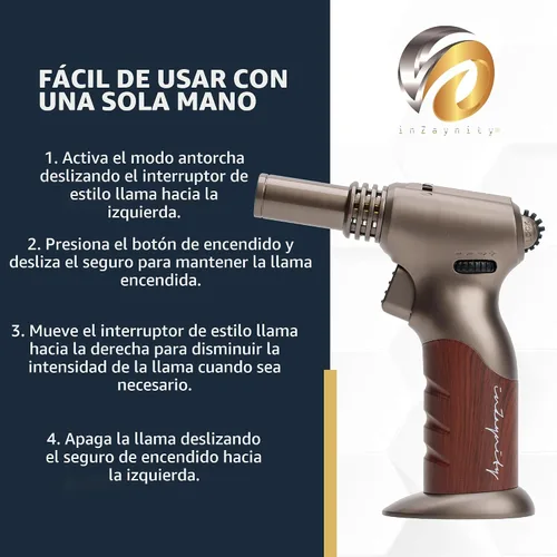 Miniatura 8 de Antorcha de Butano de Doble Llama - Soplete de Mano Recargable para Cocinar, Soldar y Arte de Resina con Llama Ajustable y Bloqueo de Encendido