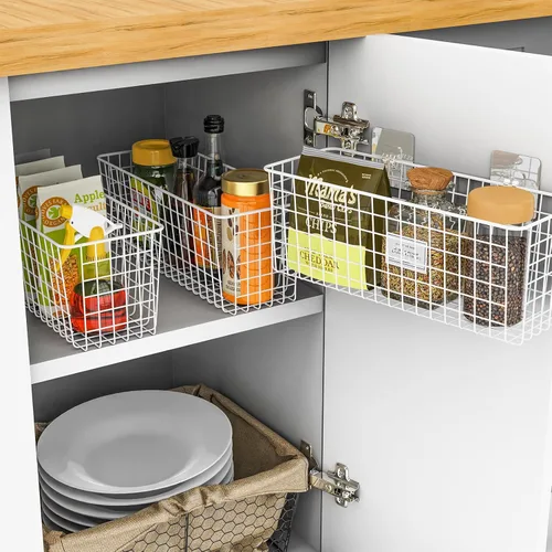 Miniatura 7 de Joben Oligey Juego de 3 cestas colgantes de alambre de pared [extragrandes], almacenamiento de alimentos de granja, cocina, despensa, lavandería