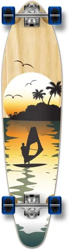 Miniatura 6 de Yocaher Longboard - Patineta completa Kicktail Cruiser de 40 x 10 pulgadas con cinta de agarre negra de alta calidad, camión de aleación de aluminio