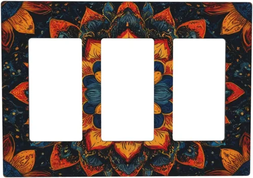 Miniatura 110 de Cubiertas de Interruptor de Luz Artísticas de Cuádruple Palanca con Hojas Tropicales Florales Boho, Flores Bohemias Decorativas Botánicas, Placas