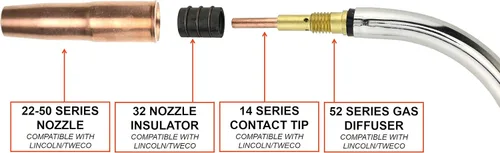 Miniatura 3 de SÜA - Antorcha MIG de 250 amperios compatible con Lincoln/Tweco - Cable de 12 pies - Conector de señal de dos pines