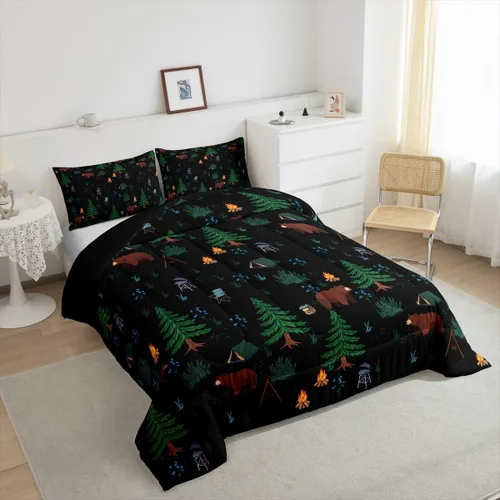 Miniatura 3 de Erosebridal Juego de edredón de pesca tamaño individual para hombres, juego de ropa de cama de peces de lubina para pescadores, niños de caza