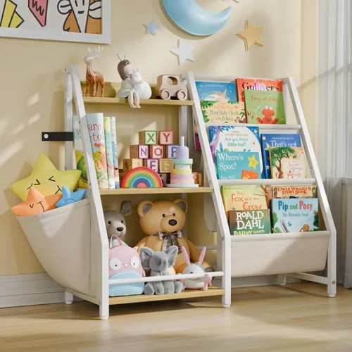 Miniatura 10 de LATIBELL Estantería infantil de 3 niveles y almacenamiento de juguetes, estante para libros para niños, estantería Montessori para niños pequeños