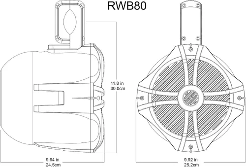 Miniatura 3 de Rockville RWB90W Par de altavoces de torre de wakeboard marinos de 8 pulgadas, 600 W, 200 RMS, giro de 360 grados, impermeable, sonido de alta Blanco