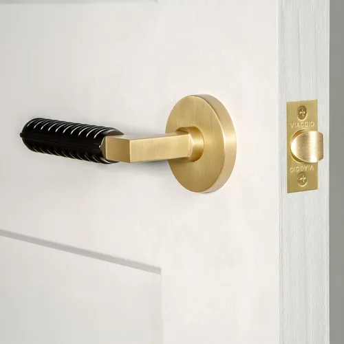 Miniatura 2 de Viaggio Circolo Rosette Pasaje de latón satinado con palanca de refuerzo Contempo negro satinado