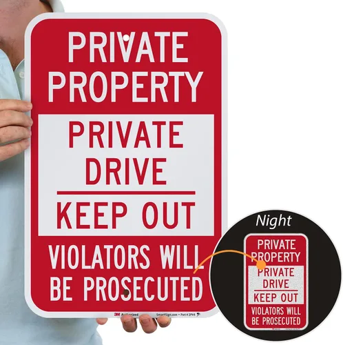 Miniatura 2 de SmartSign, señal reflectante con leyenda "Private Property - Private Drive Keep Out", 3 metros, 18 pulgadas de alto x 12 pulgadas de ancho