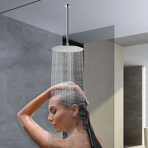 Miniatura 5 de Brazo de ducha montado en el techo, brazo de extensión de ducha de lluvia con brida y cinta de teflón, extensor de ducha de acero inoxidable