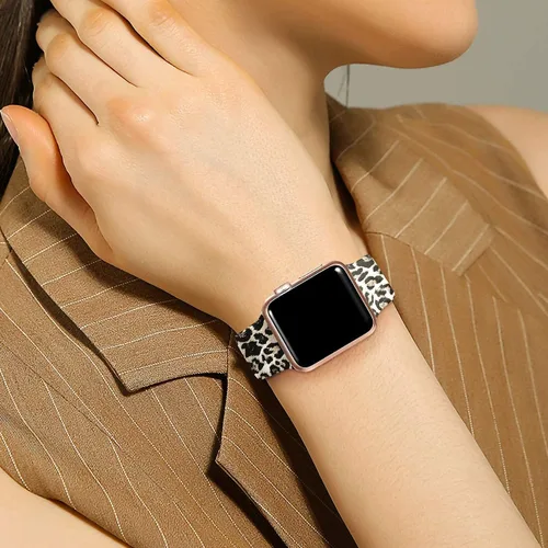 Miniatura 5 de Lerobo - Correas de silicona, estampado floral, patrón que no se desvanece, repuesto de reloj para hombre y mujer, compatibles con reloj Apple Watch