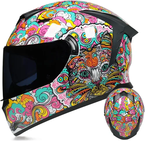 Miniatura 12 de Cascos de motocicleta de cara completa, casco de motocicleta aprobado por ECE/DOT con viseras dobles, casco de motocicleta de cara completa para J