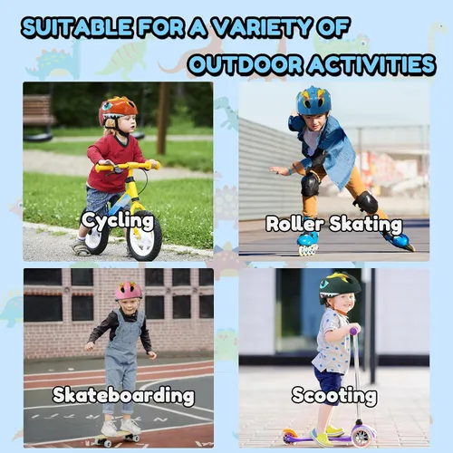 Miniatura 5 de Casco de bicicleta para niños y niñas de 3, 4, 5, 6 años, con dinosaurio 3D, ligero, certificado de seguridad, para niños pequeños, ciclismo, Azul