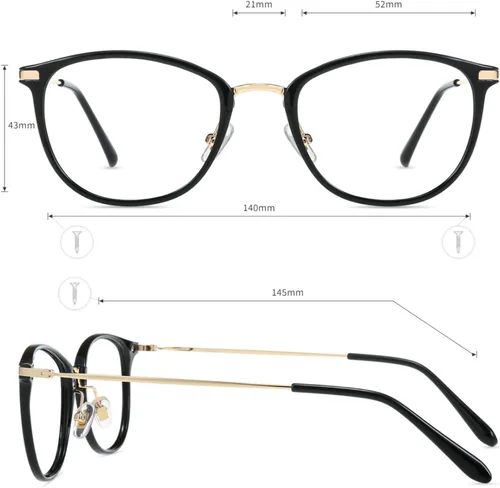 Miniatura 3 de Firmoo Blue Light Glasses, Vintage Overall Round Readers Lightweight Computer Eyewear Frame for Women Men