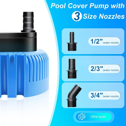 Miniatura 5 de DeeprBetter Bomba de Cubierta para Alberca Sobre el Suelo, Bomba de Agua Sumergible Bomba de Sumidero para Drenaje, 850 GPH Azul