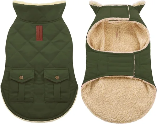 Miniatura 2 de ASENKU Abrigo cálido de invierno para perro, abrigo impermeable para el clima frío, chaqueta de vellón para perros con forro de felpa ultra grueso