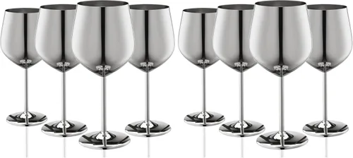 Miniatura 10 de WOTOR Juego de 4 Copas de Vino Doradas, Cáliz Dorado Irrompible de 18oz, Copa de Vino de Acero Inoxidable, Copa de Vino de Metal para Exteriores