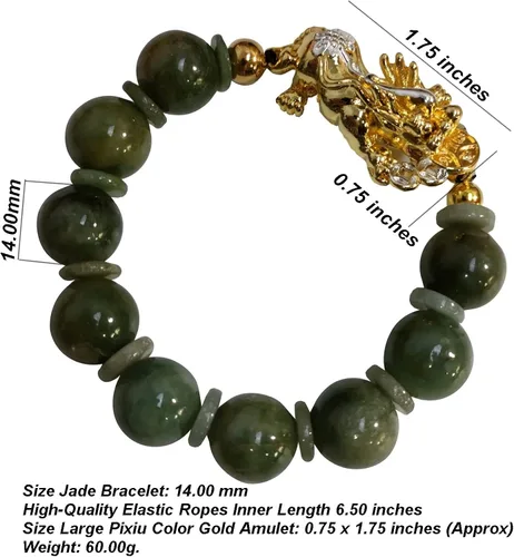 Miniatura 4 de Heavens Tvcz Pixiu - Pulsera para mujeres y hombres joyería de jadeíta con jade real espiritual positivo cuentas verdes Feng Shui dijes tailandeses