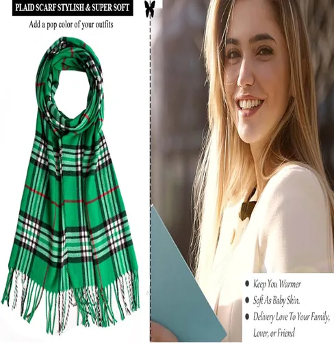 Miniatura 4 de Bufanda para hombre y mujer, bufanda de cuello de cachemira, bufanda de invierno a cuadros, bufanda de otoño más suave, clásica, cálida