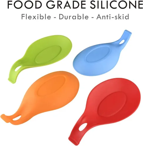 Miniatura 2 de iNeibo Apoyacucharas de silicona para la cocina, 4 unidades (colorido), Vajilla, Multicolor