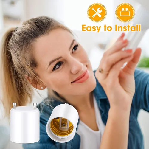 Miniatura 6 de Roowest Paquete de 150 adaptadores Gu24 a E26 E27 resistentes al calor hasta 320 ℉ resistentes al fuego, convertidos Gu24 bi-pin accesorio E26 E27