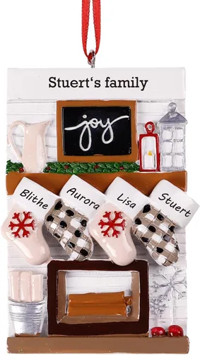 Miniatura 21 de DPDP Adornos de Navidad familiares personalizados 2025 – Calcetines personalizados para árbol de Navidad con nombres, adornos familiares