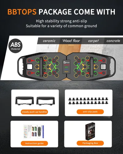 Miniatura 7 de BBTOPS Tabla Push Up, accesorios de fitness con bandas de resistencia Solo-Negro