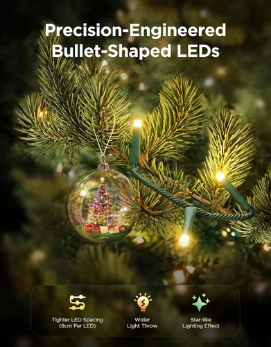 Miniatura 2 de Govee Cadena de luces brillantes de Navidad de 99 pies, cadena de luces RGBWIC con 375 LED de cabeza de bala, controlada por aplicación, más de 140