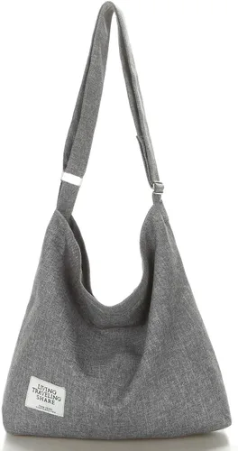 Covelin - Bolsa de hombro informal de lona para mujer, estilo bohemio y retro, bolsa de mano, bolso cruzado, tamaño grande