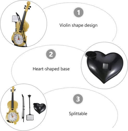 Miniatura 6 de BESPORTBLE Reloj despertador de violín electrónico con forma de violín para dormitorio, sala de estar, hogar D Cor y decoración de mesa de oficina