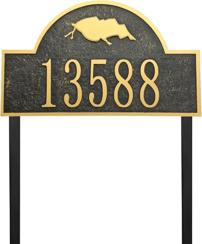 Miniatura 12 de Letrero de dirección montado en el césped, letrero de número de casa personalizado con 2 estacas de metal sólido, números de dirección para estilo 2