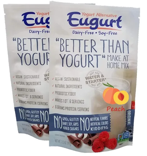 "Better Than Yogurt" Make At Home Mix (¡Sin lácteos y soja!) (Melocotón, paquete de 2)