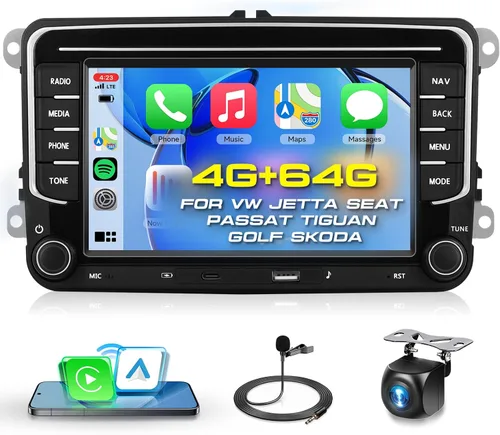 Miniatura 8 de 2G+64G Android para VW Jetta Seat Passat Tiguan CC Golf Skoda doble Din estéreo del coche con Carplay inalámbrico/Android Auto 7 pulgadas HD