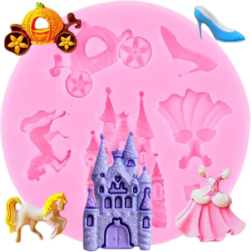 Miniatura 12 de Moldes de silicona para fondant de castillo de cuento de hadas para decoración de tartas, decoración de cupcakes, pasta de goma de caramelo
