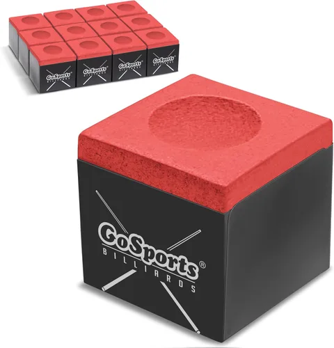 Miniatura 7 de GoSports Premium Tiza para Billar en Cubo, 12 Unidades - Negro, Azul, Rojo o Verde - Tiza para Tacos de Billar