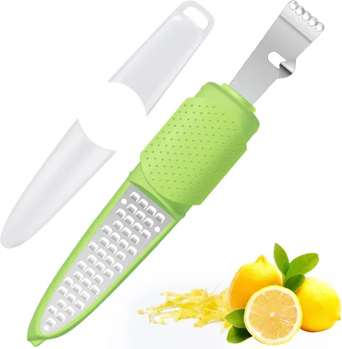 Miniatura 15 de Rainspire Herramienta Ralladora de Limón con Cuchillo de Canal, Herramienta Ralladora de Cítricos de Acero Inoxidable, Pelador de Limón, Ralladoras