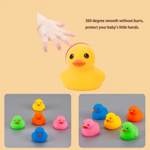 Miniatura 5 de 50 piezas de mini patos de goma multicolor para el baño del bebé, niños chillan y flotan pequeños patos de colores a granel para la ducha