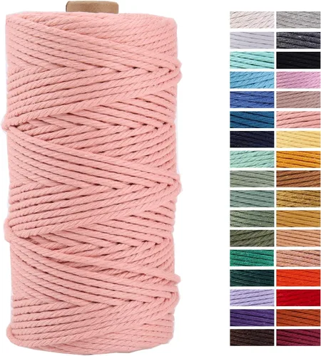 Miniatura 71 de Cuerda de Macramé Gris Claro 3mm x 109 Yardas, Cuerda de Algodón de Colores Cuerda para Manualidades Cuerda de Algodón Colorida para Colgar