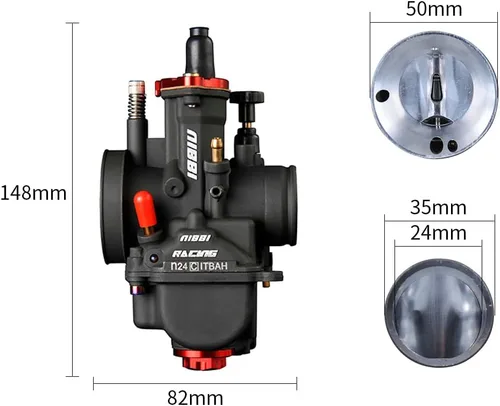 Miniatura 4 de NIBBI Carburador PWK24mm, apto para motor de motocicleta de 125cc—150cc con jets de carburador para DirtBike MiniBike Pit Bike GY6 ATV