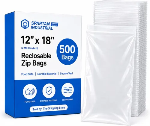 Miniatura 11 de Spartan Industrial - Bolsas de polietileno de plástico transparente con cierre de cremallera de 12 x 15 pulgadas (500 unidades) de 2 mil con cierre