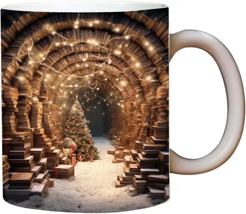 Miniatura 6 de Taza de café 3D con agujero en una pared de 11 onzas, diseño de estante de biblioteca, taza multiusos para el espacio creativo, regalo