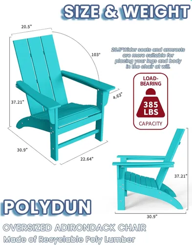 Miniatura 2 de Silla Adirondack moderna, sillas de patio de plástico HDPE para todo tipo de clima, silla para hoguera, sillas de césped al aire libre para terraza