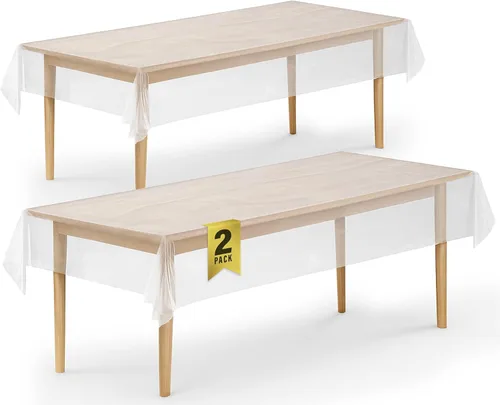 Miniatura 71 de DecorRack 2 Manteles rectangulares de plástico libres de BPA, 54 x 108 pulgadas, mantel de mesa para comedor, mantel rectangular para fiestas