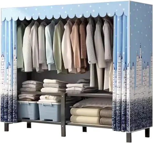 Miniatura 10 de large closets Portable Wardrobe Closet All Steel Frame Closet Standing Clothes Closet No Assembly with Cloth Cover Open Wardrobe Closet Space-saving