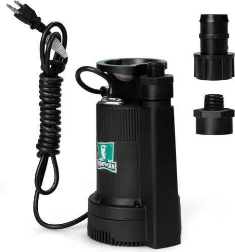 Miniatura 10 de PUMPMAN Bomba de agua portátil de 1/4 HP, bomba sumergible de utilidad de 2110 GPH con manguera de jardín de 3/4 pulgadas, adaptador de válvula