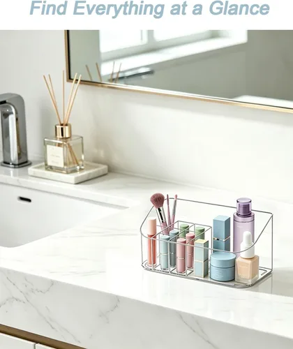 Miniatura 3 de SUNFICON Bandeja Soporte Organizador de Maquillaje Estuche Expositor de Cosméticos de Mesa Escritorio Tocador Encimera Baño Pared Gabinete Caja