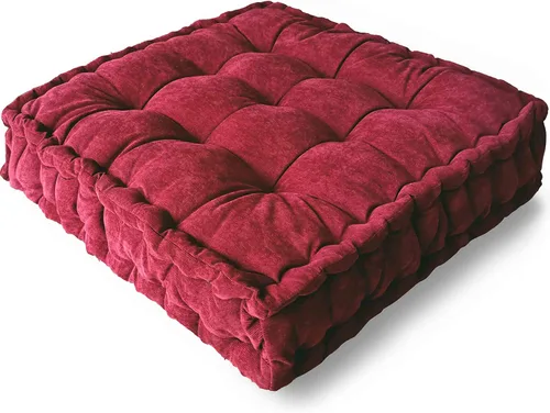 Miniatura 12 de Verpert Almohada de suelo de 25 x 25 pulgadas, cojín cuadrado de meditación, asientos de suelo para adultos, cojín de asiento capitoné de gran