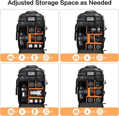 Miniatura 3 de MOSISO Mochila para cámaras réflex digital de un solo objetivo, réflex de un solo objetivo o sin espejo, estuche táctico para cámara de fotografía