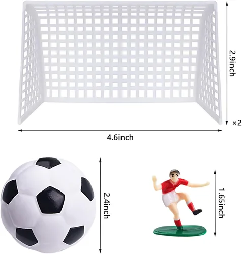 Miniatura 3 de Decoración para pastel de fútbol, 18 piezas, decoración de pastel de fútbol, portería, pasteles, cupcakes, figura de jugador de fútbol para hombres 3
