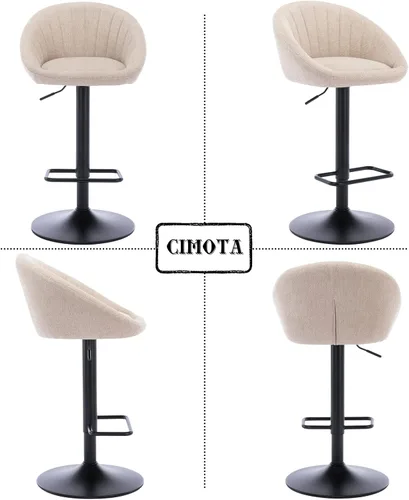 Miniatura 6 de CIMOTA Juego de 2 taburetes de bar ajustables giratorios modernos, sillas de bar con respaldo para comedor, isla de cocina, bar en casa, altura
