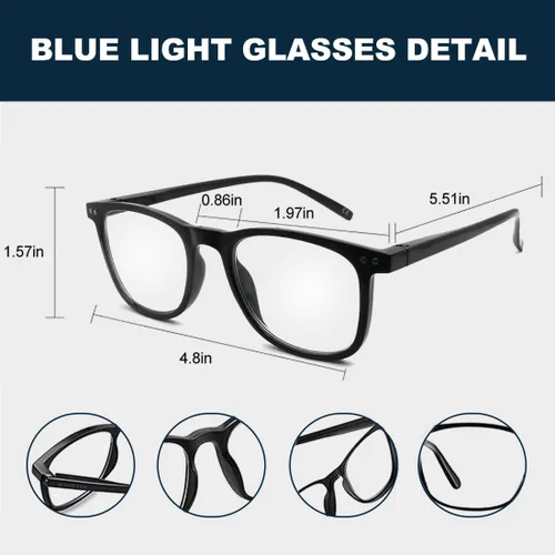 Miniatura 6 de AOSM Lentes de luz azul para hombres y mujeres, gafas de juego antirreflejos, protección UV400, bloqueo de luz azul para aliviar la fatiga ocular