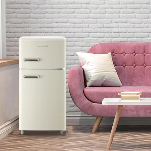 Miniatura 9 de DEMULLER - Refrigerador retro mini de 3.5 pies cúbicos, refrigerador pequeño con congelador superior, refrigerador compacto de tamaño para Blanco